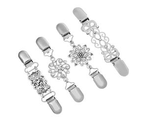 Generico Set 4 Pezzi Clip per Maglione in Lega Argento, Fermagli Creativi e Delicati, Stabili e Adatti per Abbigliamento Oversize, Accessori Classici per Donne