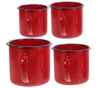 Generico Set 4 Tazze Smaltate Rosse da 120ml e 240ml, Tazze da Tè Pratiche ed Eleganti per Ufficio e Feste, Design Semplice e Resistente