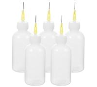 Generico Set 5 Pezzi Bottiglie Squeeze in Plastica Bianca 50cc con Punta Sottile per Ceramica e Pittura, Strumenti per Dettagli e Rivestimento Ceramico, per Artisti e Artigiani