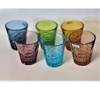 Generico Set 6 Bicchieri Acqua in Vetro Colorati Kaleidos