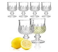 Generico Set 6 Bicchierini da Liquore in Vetro Intagliato | Design Vintage Elegante | Bicchieri per Amaro, Grappa, Rum e Digestivi | 3 Varianti di Decoro | 60 ml - Qualità Premium