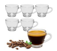generico Set 6 Tazzine da Caffè Espresso in Vetro Trasparente 90 ml - Design Classico e Resistente, Ideali per Macchina del Caffè, Ginseng - Lavabili in Lavastoviglie