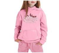 Generico Set Abbigliamento Casual per Ragazze Invernale Stampa Città Nome Manica Lunga Cappuccio Pantaloni Sportivo Confortevole(6-7 Years)