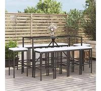 Generico Set Bar da Giardino 11 pz con Cuscini in Polyrattan Nero,Nero,64.2kg,3187639