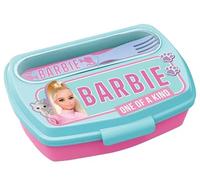 Generico Set Barbie Portamerenda con Posate - Forchetta e Cucchiaio, Lunch Box Senza BPA, Lavabile e Riutilizzabile, Portapranzo per Scuola e Asilo con Design Barbie, Regalo per Bambine