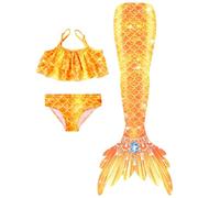 Generico Set Bikini Fish Tail Confezione da 3 Costume da Sirena Bambina, Vestito Sirenetta per 3-12 Anni