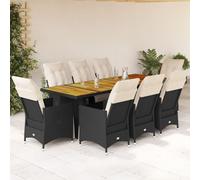 Generico Set Bistr¨° da Giardino 9 pz con Cuscini in Polyrattan Nero,Nero,118kg,3277255