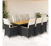 Generico Set Bistr¨° da Giardino 9 pz con Cuscini in Polyrattan Nero,Nero,118kg,3277267