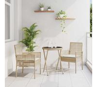 Generico Set Bistro da Giardino 3 PCS Beige Poly Rattan,Beige,19.68kg,3334966