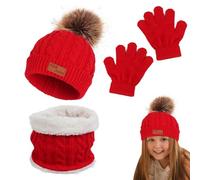 Generico Set cappello, guanti, sciarpa, set cappello e guanti per bambini,Cappelli invernali per bambini lavorati a maglia - Sciarpe Guanti Cravatta Colletto Cappello caldo avvolgente per l'inverno