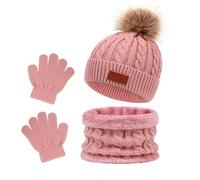 Generico Set cappello, guanti, sciarpa, set cappello e guanti per bambini - Cappello invernale per bambini lavorato a maglia - Sciarpe Guanti Scaldamani Copricollo Ghetta per ragazzi e ragazze