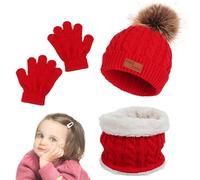 Generico Set cappello, guanti, sciarpa, set cappello e guanti per bambini | Cappello invernale per bambini lavorato a maglia - Sciarpe Guanti Cravatta Colletto Cappello caldo avvolgente per l'inverno