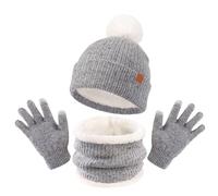 Generico Set Cappello Sciarpa Guanti Bambini Inverno,Cappello Sciarpa Guanti di Lana per Bambini | Morbidi E Caldi Per Inverno,Escursionismo Sci Ciclismo Cammino