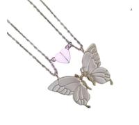Generico Set catene con ciondolo a forma farfalla Best Friend abbinate con effetto luminoso e set collane ' amicizia con chiusura a cuore