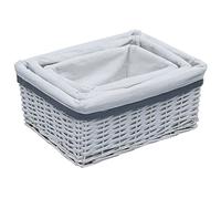 Generico Set Cestini Impilabili 3 pz Bianchi in Salice,Bianco,1.45kg,286976