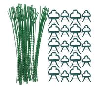 Generico Set Clip Supporto per Piante da Giardino in Plastica Resistente, Fascette per Steli di Vite e Innesti, 50 Pezzi (10 Clip Piccole, 10 Grandi, 30 Fascette 23 Cm) per Giardinaggio