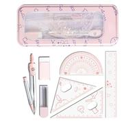 Generico Set Compasso Goniometro 8 Pezzi Righello e Goniometro Infrangibile | Set Geometria Matematica Per Bambini, Bambine, Ragazzi, Studenti delle Scuole Superiori, Universitari, Adolescen