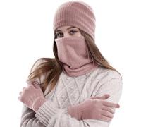 Generico Set Completo Cappello Sciarpa e Guanti Invernale per Uomo e Donna in Lana e Pile con Guanti Touchscreen Design Spesso e Caldo(RD2, One Size)