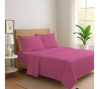 Generico Set Completo Letto Lenzuola in 100% Cotone Tinta Unita Made in Italy Anallergico Completo di Angoli e Federe PaulWilliams (Rosa Antico, Singolo)