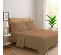 Generico Set Completo Letto Lenzuola in 100% Cotone Tinta Unita Made in Italy Anallergico Completo di Angoli e Federe PaulWilliams (Tortora, Matrimoniale)