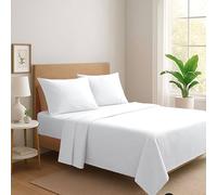 Generico Set Completo Letto Lenzuola in 100% Cotone Tinta Unita Made in Italy Anallergico Completo di Angoli e Federe PaulWilliams (Bianco, Matrimoniale)