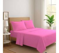 Generico Set Completo Letto Lenzuola in 100% Cotone Tinta Unita Made in Italy Anallergico Completo di Angoli e Federe PaulWilliams (Rosa, Matrimoniale)