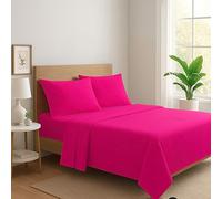 Generico Set Completo Letto Lenzuola in 100% Cotone Tinta Unita Made in Italy Anallergico Completo di Angoli e Federe PaulWilliams (Fucsia, Una piazza e mezzo)