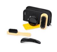 Generico Set completo per la pulizia delle scarpe in astuccio : due spazzole a setole morbide, calzascarpe, barattolo di cera e panno per lucidare
