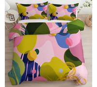 Generico Set Copripiumino 135 x 200 cm Bedding Set Matrimoniale in microfibra Astratto Fumetto Arte con 1 Federe 50x80-2 pezzi Set di Lenzuola extra morbida Morbido ed Ipoallergenico Rosa