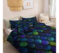 Generico Set Copripiumino 135 x 200 cm Biancheria da Letto, Copripiumino Reversibile Surrealismo - Squame Di Drago Arcobaleno Geometria Morbido e Accogliente per Adulti Bambini e Adolescenti
