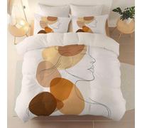 Generico Set Copripiumino 220 x 220 cm e 2 Federe, Parure Copripiumino Reversibile in Morbida Microfibra con Moderno Semplice Linea Bella Ragazza - Beige Copripiumino con Chiusura a Cerniera