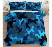 Generico Set Copripiumino 220 x 240 cm Bedding Set Matrimoniale in microfibra Mimetico Minimalismo Onirico con 2 Federe 50x80-3 pezzi Set di Lenzuola extra morbida Morbido ed Ipoallergenico Blu