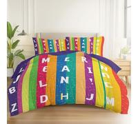 Generico Set copripiumino 3 pezzi Fumetto Strisce NumeriViola in morbida microfibra traspirante e resistente, include 1 copripiumino 200 x 200 cm e federa con chiusura a cerniera