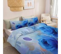 Generico Set Copripiumino Arte Digitale Reversibile 3 Pezzi, Foglie Da Sogno Rosa Blu Morbida e Traspirante Biancheria da Letto, Perfetto per Tutte le Stagioni Copripiumino 150 x 220 cm