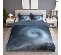 Generico Set Copripiumino Matrimoniale 260 x 240 cm 3 Pezzi + 2 Federe 50 x 80 cm, Copripiumino in Microfibra, Delicata sulla Pelle, Reversibile, Grigio Blu, Morbido Spirale Via Lattea