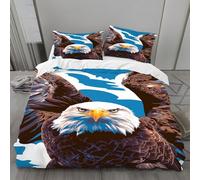Generico Set Copripiumino Matrimoniale Aquila Reale Biancheria da Letto 3 Pezzi Azzurro Cielo 1 Copripiumino 200x200 cm e 2 Federe 50x75 cm Microfibra Traspirante con CernieraH483