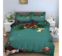Generico Set Copripiumino Matrimoniale Campana Biancheria Da Letto Microfibra Morbida Natale Copripiumini 260x240 cm con 2 Federe Cuscino, Zip Nascosto -KG2184