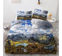 Generico Set Copripiumino Matrimoniale RíO Biancheria Da Letto Microfibra Morbida MontañAs Y RíOs Copripiumini 260x240 cm con 2 Federe Cuscino, Zip Nascosto -Kg5184