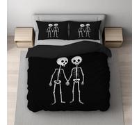 Generico Set Copripiumino Nero Romantico Teschio Mani Unite, 3 Pezzi, 200 x 200 cm - Parure Letto in Microfibra Morbida, con Chiusura Lampo e Federe, Lavabile in Lavatrice Copripiumino