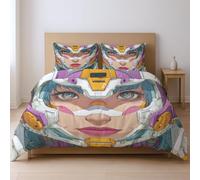 Generico Set copripiumino, Non si stira Copripiumone con Cerniera Chiusura con cerniera nascosta Verde Anime tecnologia ragazza mecha 230 x 220 cm La confezione include: 50 x 80 cm.
