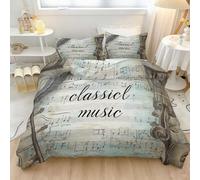 Generico Set Copripiumino Reversibile, Set Biancheria Da Letto Con Retro Musica Classica Note Musicali - Grigio Copripiumino Morbido Con Cerniera Nascosta Su Entrambi I Lati 200 x 200 cm