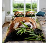 Generico Set Copripiumino Singolo 135x200 cm Piccolo Panda Biancheria da letto Simpatico Animale Domestico Copripiumini Set Microfibra Morbido con Cerniera con 2 Federe 50x80cm per Tutte le Stagioni