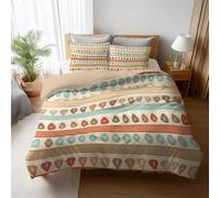 Generico Set Copripiumino Singolo 150 x 200 cm 1 Federa - Taupe Caldo Morbido Set di biancheria da letto di Alta Qualità, Boho Strisce Suolocotta Parure Copripiumino con Stampa Digitale