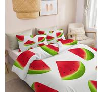 Generico Set Copripiumino Stile Acquerello Reversibile 3 Pezzi, Frutta Geometria A Anguria Morbida e Traspirante Biancheria da Letto, Perfetto per Tutte le Stagioni Copripiumino 150 x 220 cm