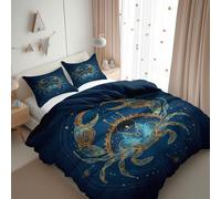 Generico Set Copripiumino super morbido Bambina 135 x 200 cm - Copripiumino letto Singolo Bambini in Microfibra 2 Pezzi con 1 Federe 50 x 80 cm e Chiusura a Cerniera Blu Sogni Universo Costellazioni