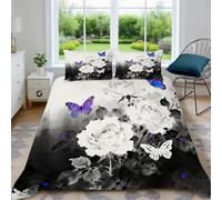 Generico Set Copripiumino Una Piazza e Mezza 200x200 cm Rosa Bianca e Nera Biancheria da letto Zen Copripiumini Set Microfibra Morbido con Cerniera per Tutte le Stagioni