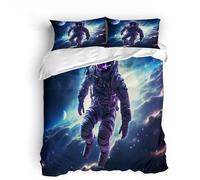 Generico set copripiumino una piazza e mezza 220x240 spazio pianeta universo - completo copripiumino Set lenzuola con copripiumino 220x240, stampa cartoon per bambini, lavabile e resistente