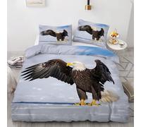 Generico Set Copripiumino una Piazza e Mezza Nieve Biancheria Da Letto Microfibra Morbida áGuila Marina Copripiumini 200x200 cm con 2 Federe Cuscino, Zip Nascosto -Kg4293