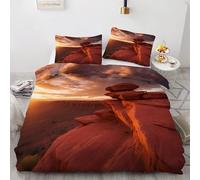 Generico Set Copripiumino una Piazza e Mezza Roca Natural Biancheria Da Letto Microfibra Morbida Valle De Las Olas Copripiumini 200x200 cm con 2 Federe Cuscino, Zip Nascosto -Kg5133