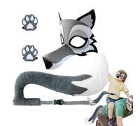 Generico Set Cosplay,Accessorio Cosplay a Tema Animale - Copertura Finta Viso da, Palmo e Coda, Set per Travestimento,per Adulti, Bambini Halloween Gioco di Ruolo e Palcoscenico